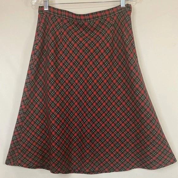 Cato Tartan Plaid A line Skirt, Red, Black, White, Size 10 - Picture 1 of 7